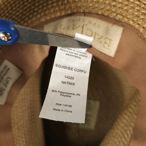 ERIC JAVITS  Squishee Corfu Straw Hat Pompom UPF 50+ One Size - Picture 10 of 10